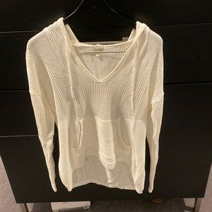 Women’s White Avaleigh Hooded Crochet Sweater - M